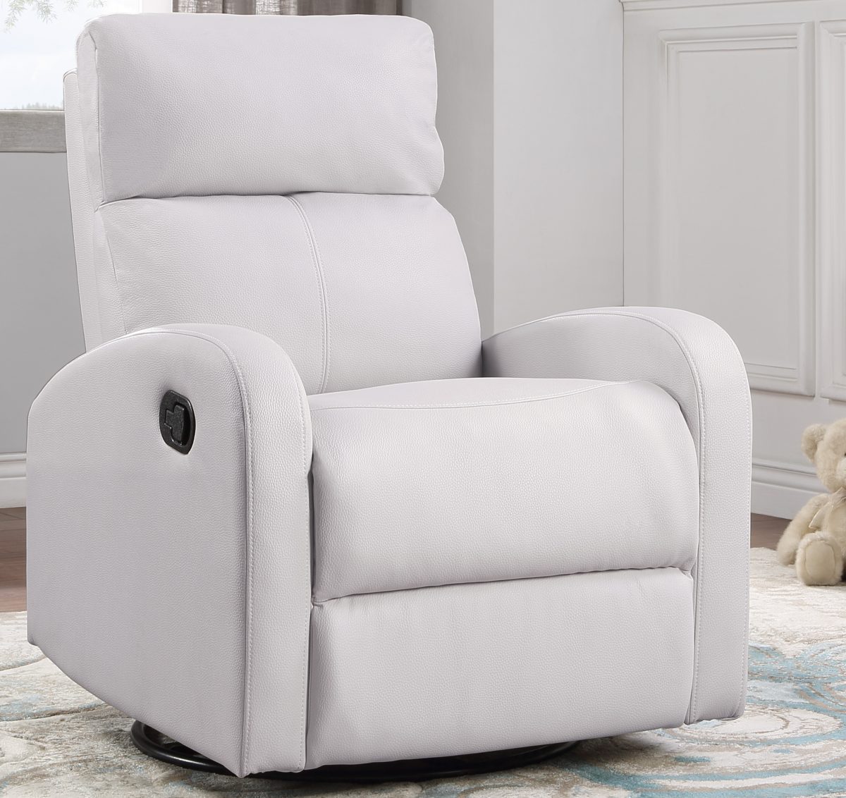 Chelsea Swivel Glider Recliner White Bounded leather 7886RC.BL01