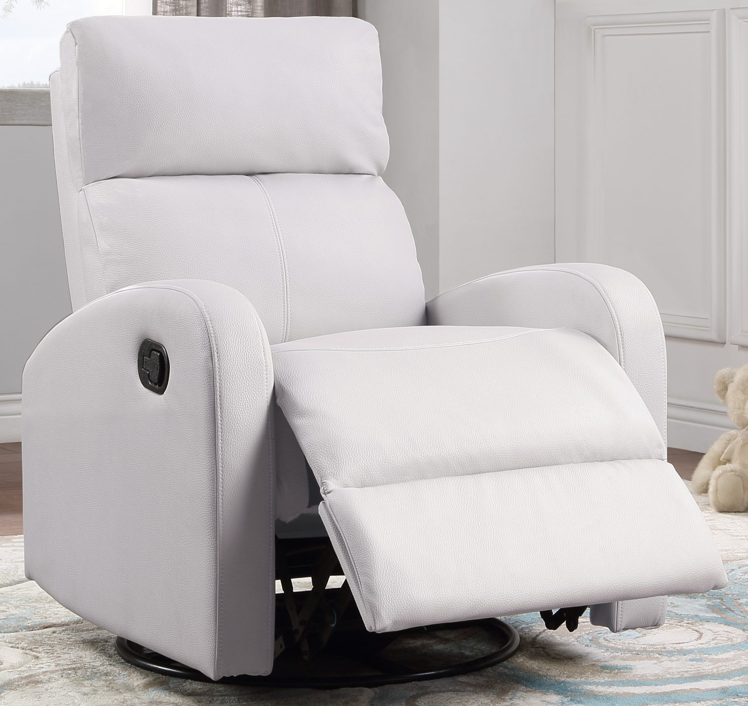 Chelsea Swivel Glider Recliner White Bounded leather 7886RC.BL01