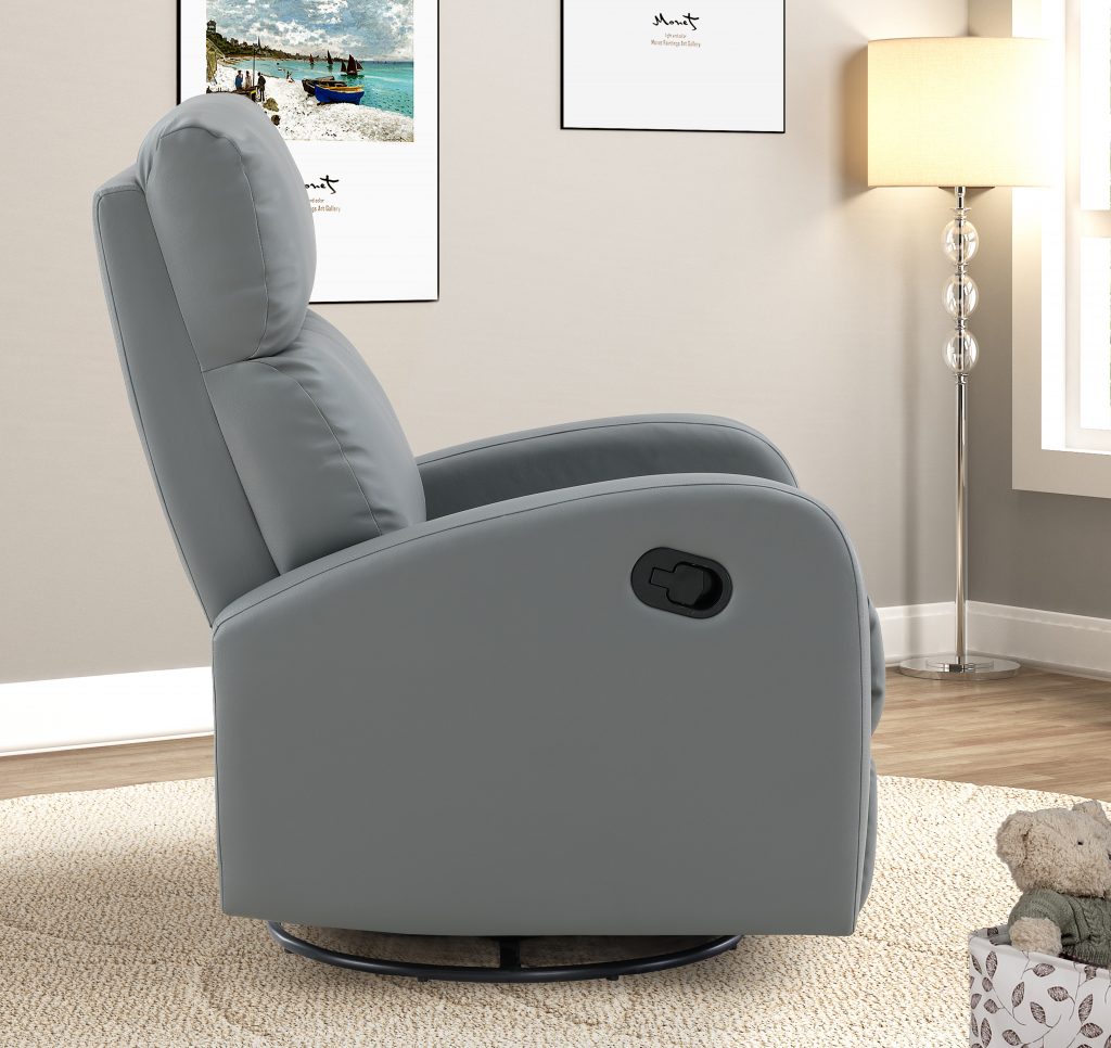 Chelsea Swivel Glider Recliner Grey Bounded leather 7886RC.BL02